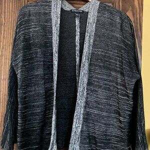 EILEEN FISHER Petite Small Cardigan Sweater Black White Silk Cotton Size PS